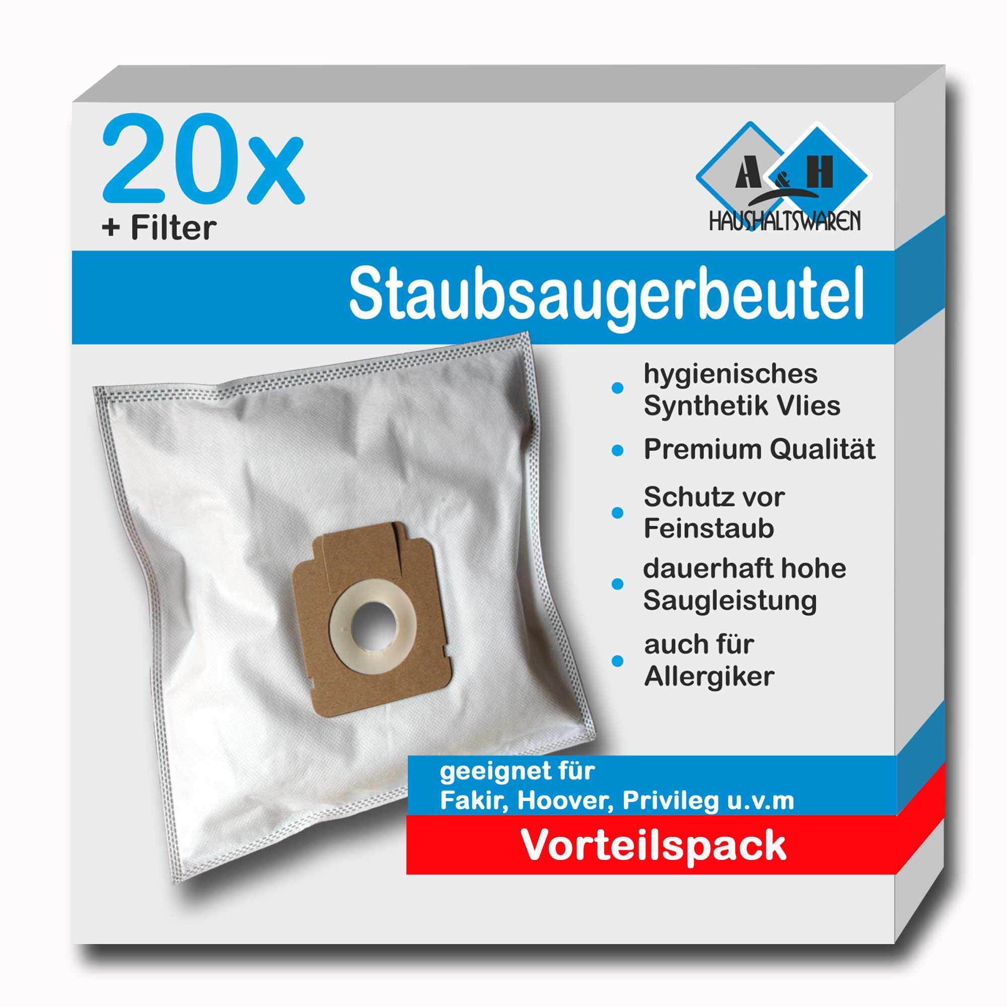 20 Sacchetti Aspirapolvere Kallefornia K181 - Adatti Per Hoover CP70/CP09 Capture, Micropile Multistrato, Made In Germany